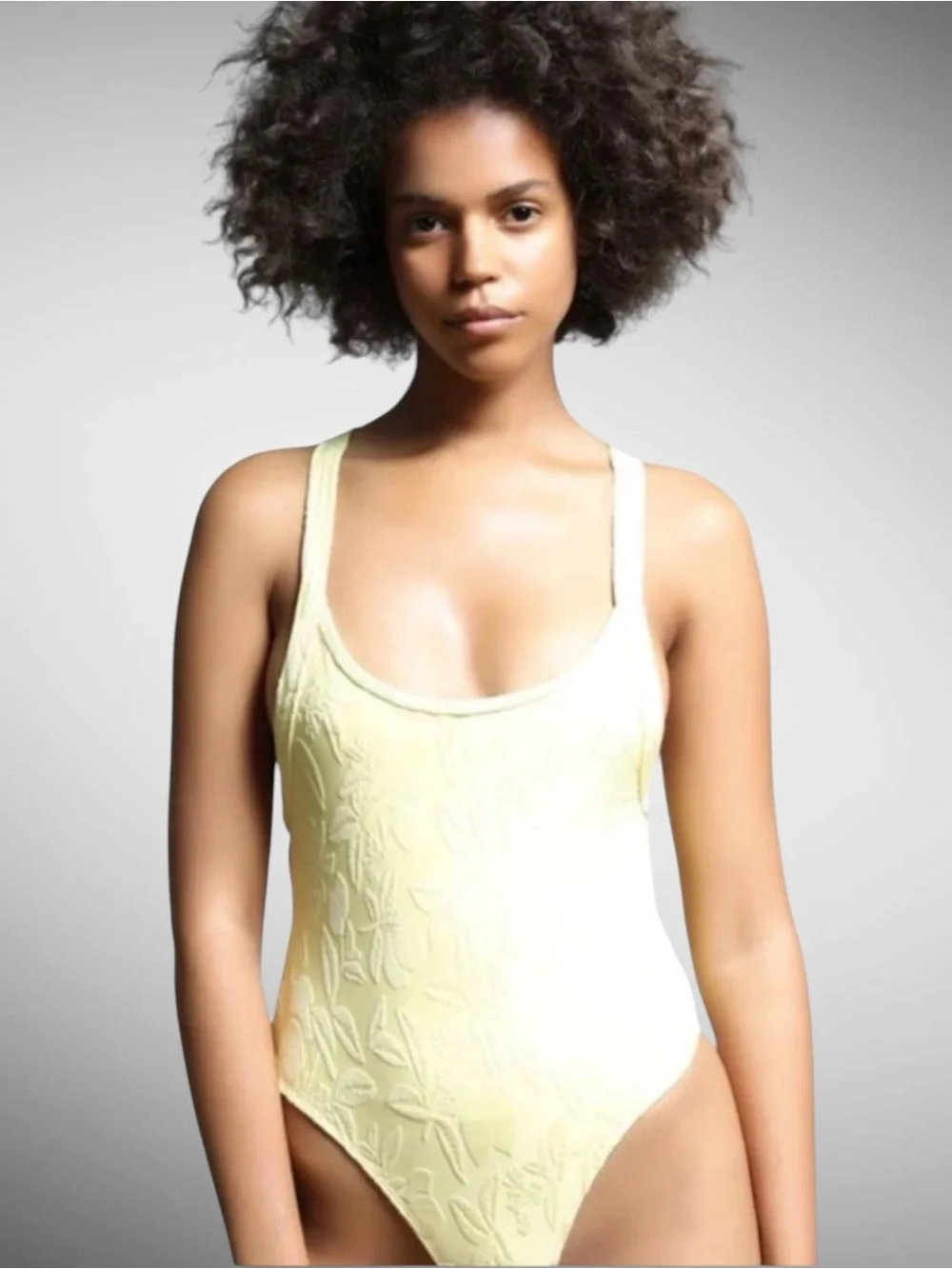 Twenty Montreal Citron Yellow Textured One Piece Swimsuit NWT